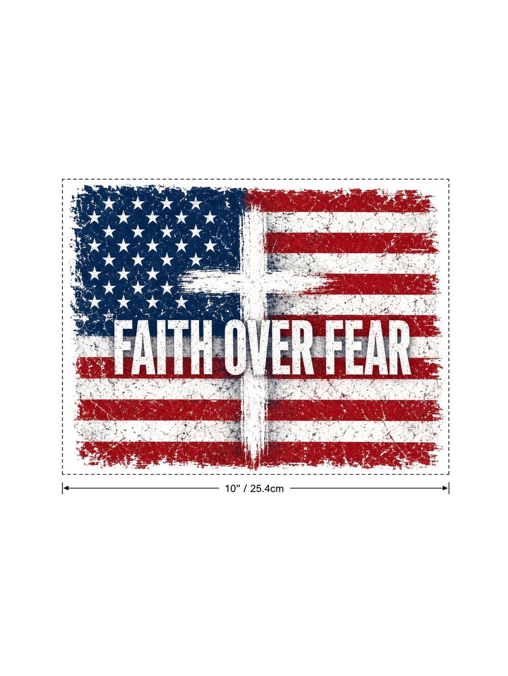 4Pcs 10" Faith Over Fear DTF Transfers American Flag Cross Iron On Ready to Pres
